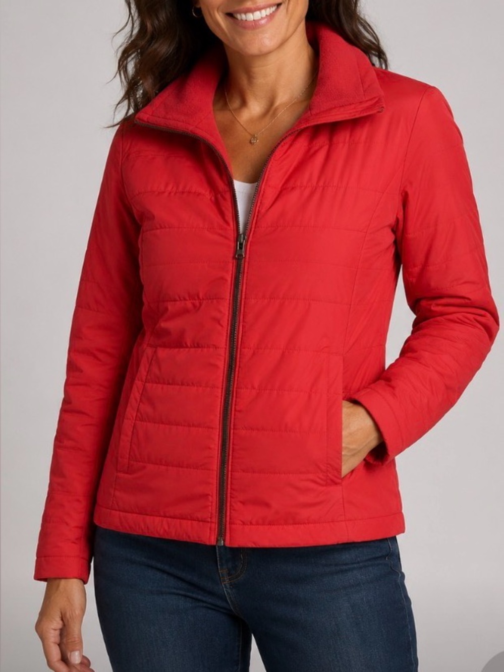 Columbia Pink Women’s Light Puffer Jacket with Fleece Size Large